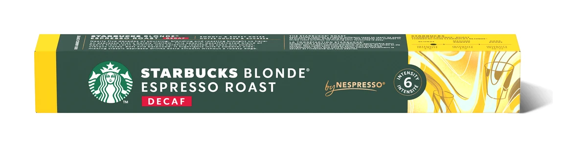 Packung Starbucks Blonde Espresso Roast Decaf by Nespresso mit 10 Kapseln