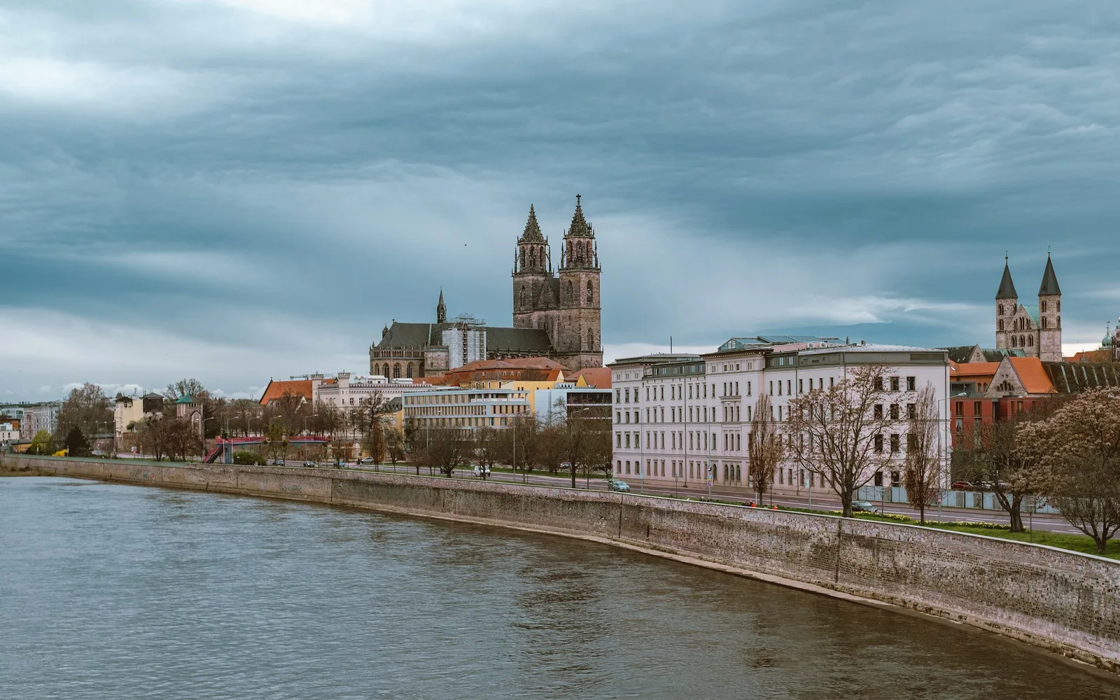 Magdeburger Dom über der Elbe